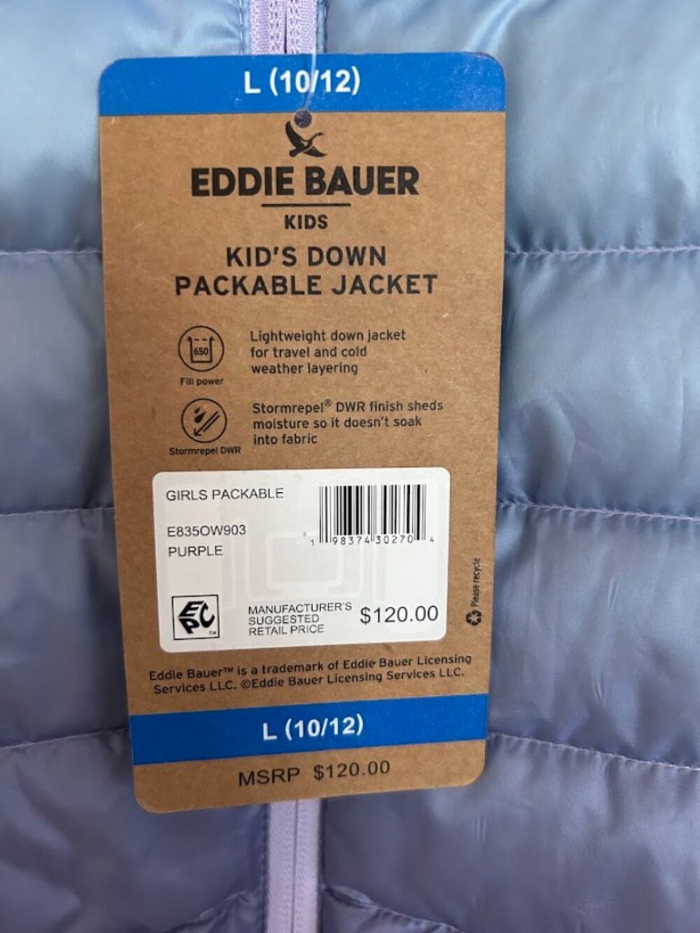 New! Beautiful Eddie Bauer Kids Down Packable Jacket - Picture 8 of 16